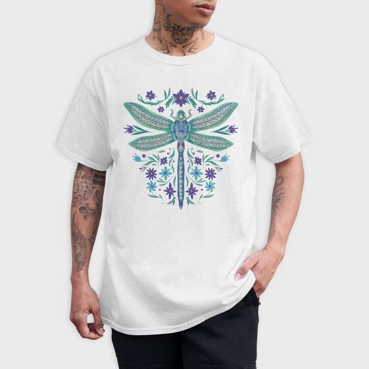 Floral Dragonfly Watercolor, Tricou Barbati (Unisex)
