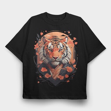 Floral Japanese Tiger Japanesse, Tricou Oversize Barbati (Unisex)