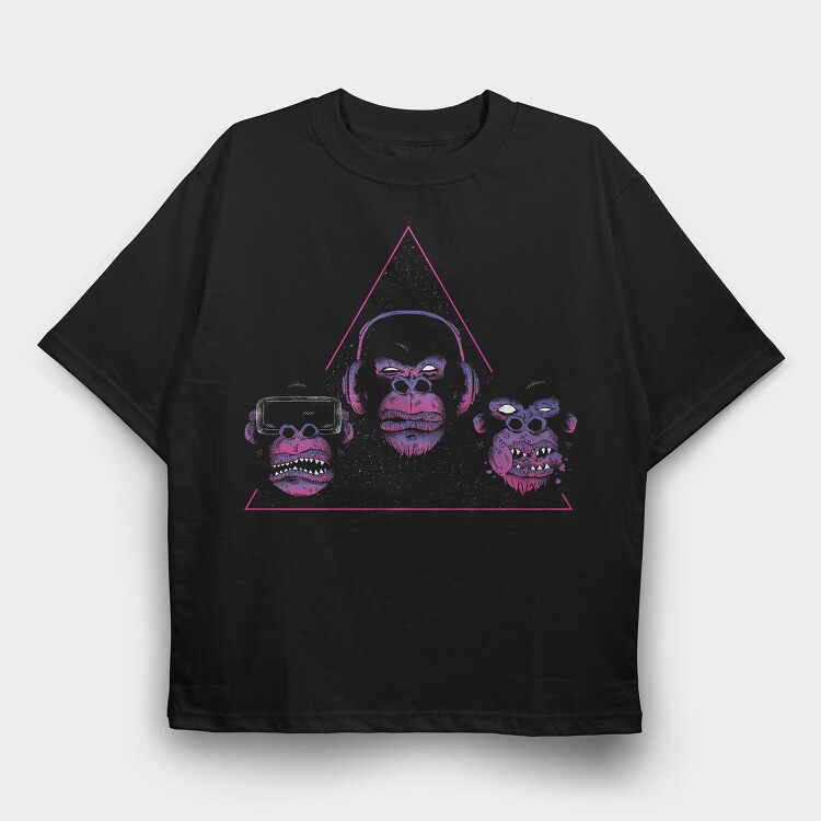 Monkey Heads, Tricou Oversize Barbati (Unisex)
