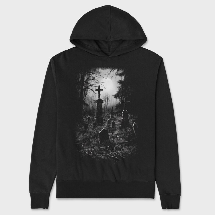 Old Graveyar Monochrome, Hanorac Oversize Barbati (Unisex)