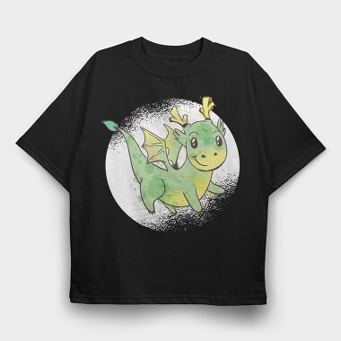 Cute Dragon Watercolor, Tricou Oversize Barbati (Unisex)