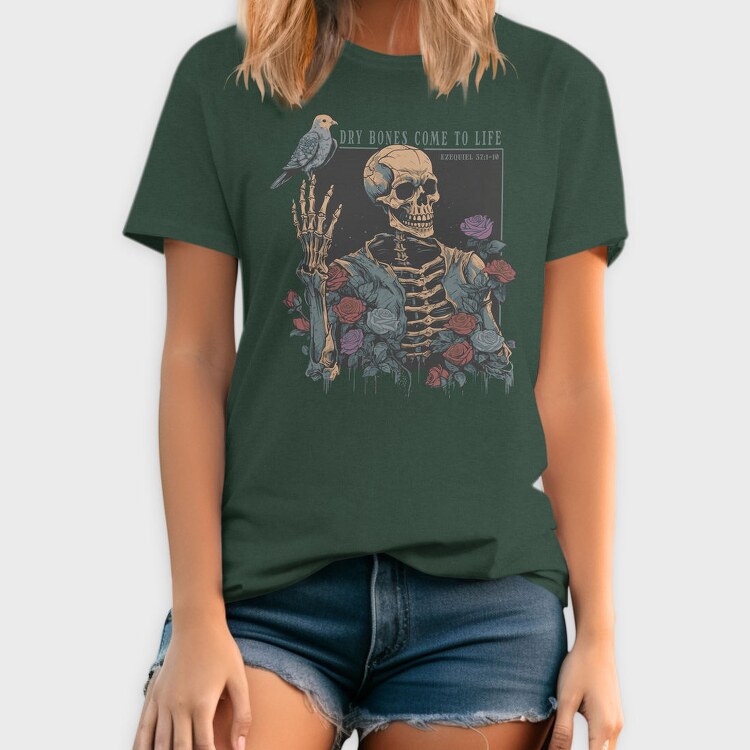 Floral Skeleton With A Bird Dove Life, Tricou Barbati (Unisex)