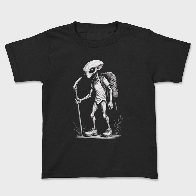 Tricou Copii, Alien Hiking Monochrome