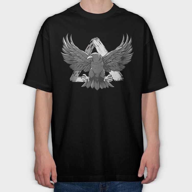 Monochrome Eagle Bird Flight, Tricou Oversize Barbati (Unisex)