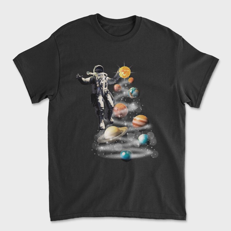 Tricou Barbati (Unisex), Astronaut Planets Christmas Tree