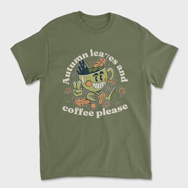 Autumn Leaves and Coffee Please, Tricou Barbati (Unisex)