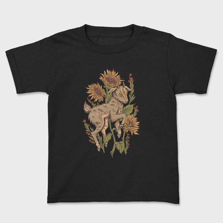 Tricou Copii, Baby Goat Sunflowers