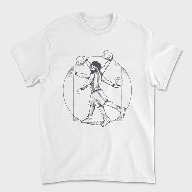 Tricou Barbati (Unisex), Basketball Vitruvian Man