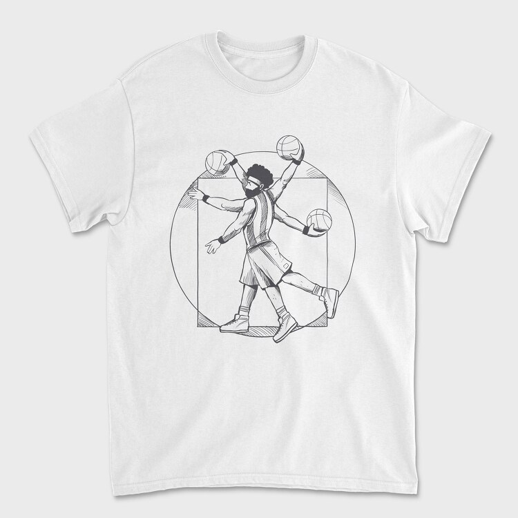 Tricou Barbati (Unisex), Basketball Vitruvian Man