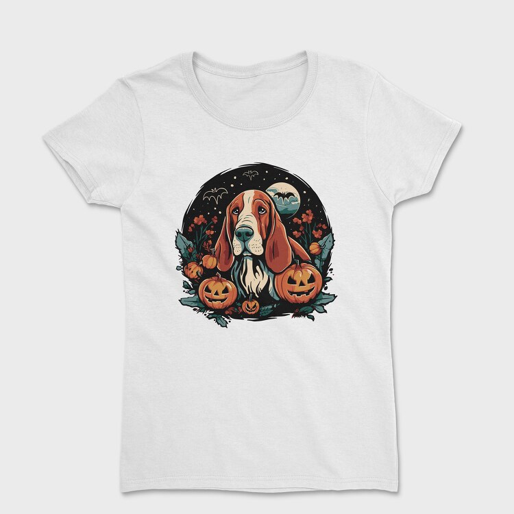 Tricou Femei, Basset Hound Halloween