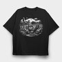 Monochrome Farm Chicken Illustration, Tricou Oversize Barbati (Unisex)