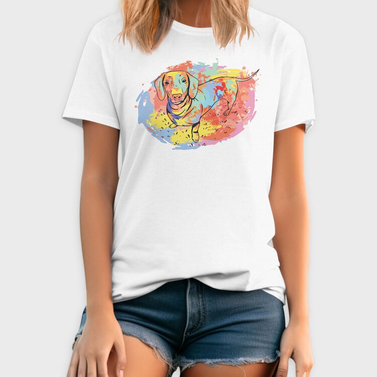 Dachshund Watercolor, Tricou Barbati (Unisex)