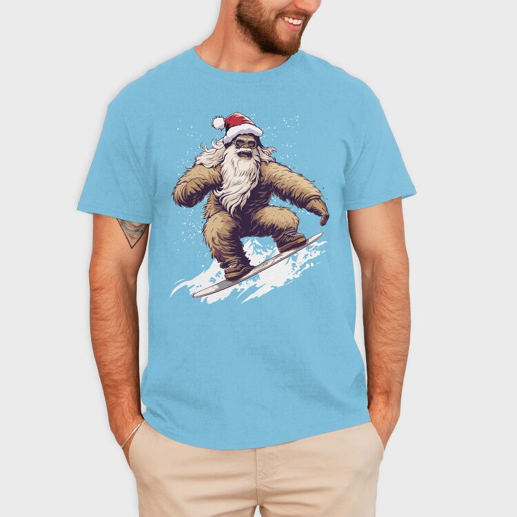 Yeti Santa Claus Snowboarding Adventure, Tricou Barbati (Unisex)
