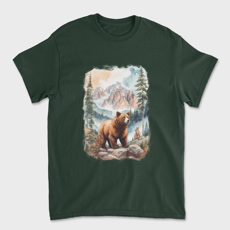 Tricou Barbati (Unisex), Bear Watercolor Forest