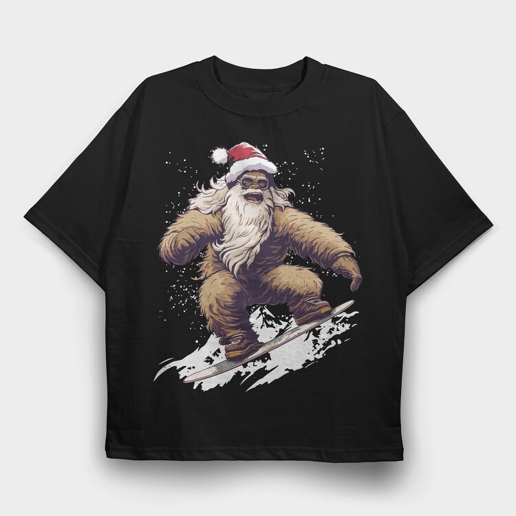 Yeti Santa Claus Snowboarding Adventure, Tricou Oversize Barbati (Unisex)