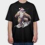 Yeti Santa Claus Snowboarding Adventure, Tricou Oversize Barbati (Unisex)