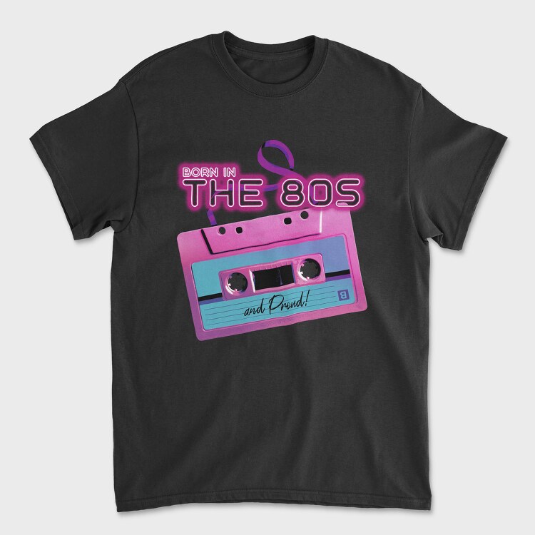 Born in the 80 S Pink Cassette, Tricou Barbati (Unisex)