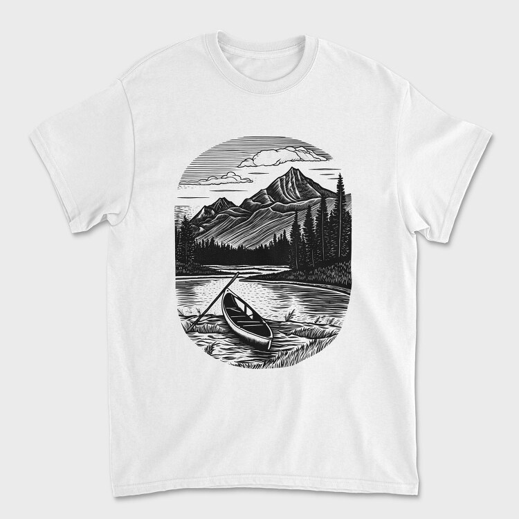 Tricou Barbati (Unisex), Canoe River Landscape