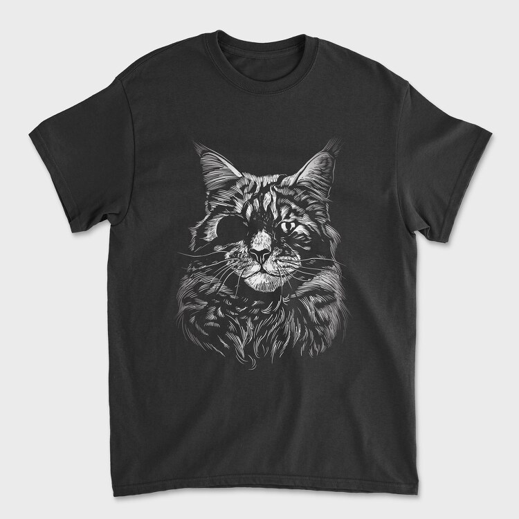 Tricou Barbati (Unisex), Cat Eyepatch Portrait