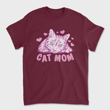 Tricou Barbati (Unisex), Cat Mom Pink