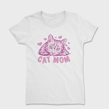 Tricou Femei, Cat Mom Pink