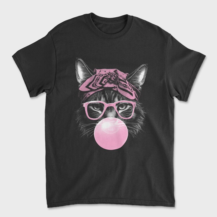 Tricou Barbati (Unisex), Cat Sunglassesd Bubblegum