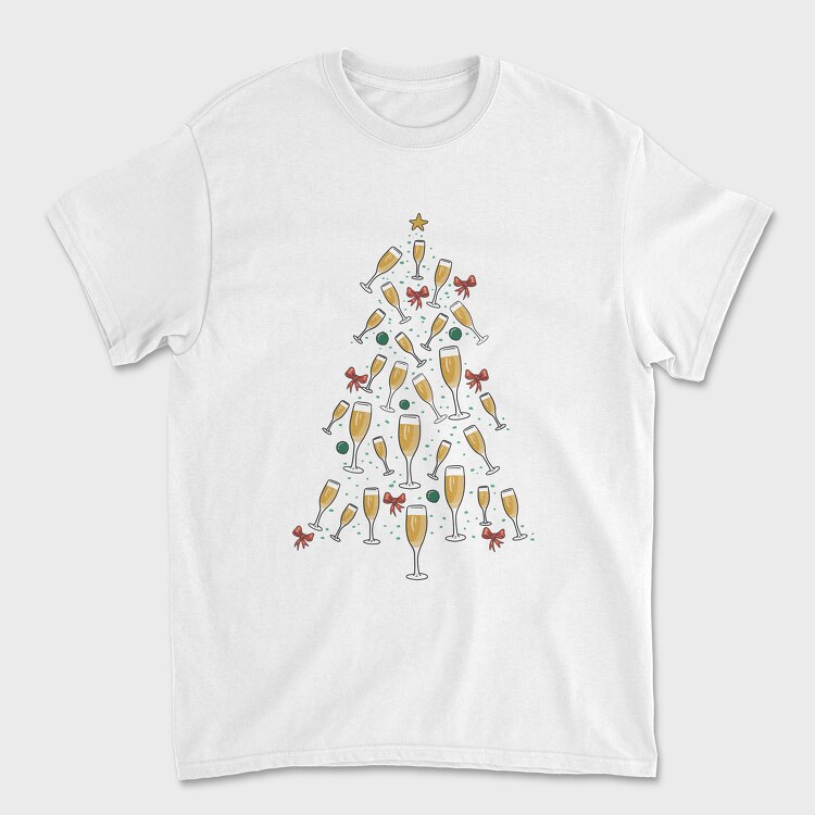 Tricou Barbati (Unisex), Champagne Christmas Tree