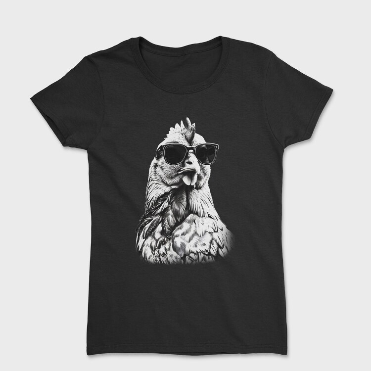 Tricou Femei, Chicken Monochrome Sunglases