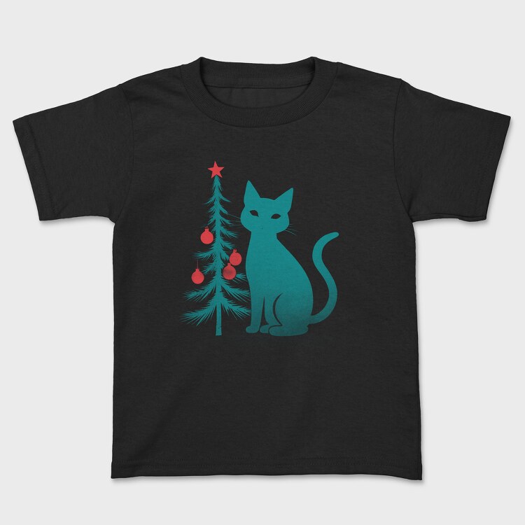 Tricou Copii, Christmas Cat Flat