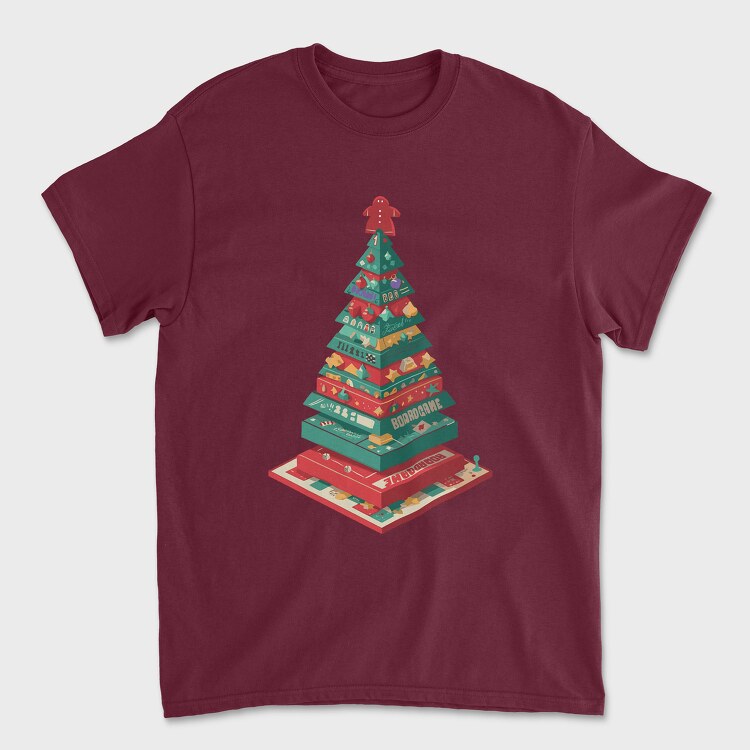 Tricou Barbati (Unisex), Christmas Tree Boardgames Meeple