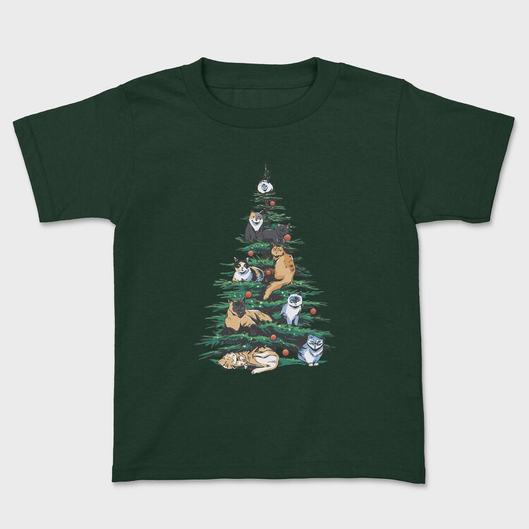 Tricou Copii, Christmas Tree Cats Realistic