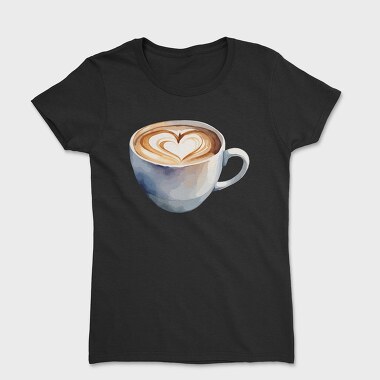 Coffee Mug Heart Watercolor, Tricou Femei