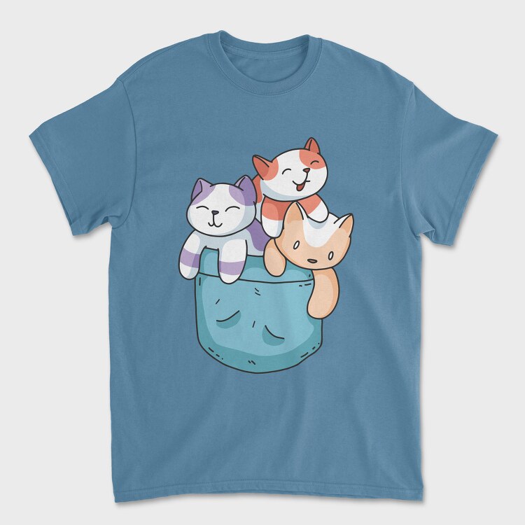 Tricou Barbati (Unisex), Colored Cats Pocket