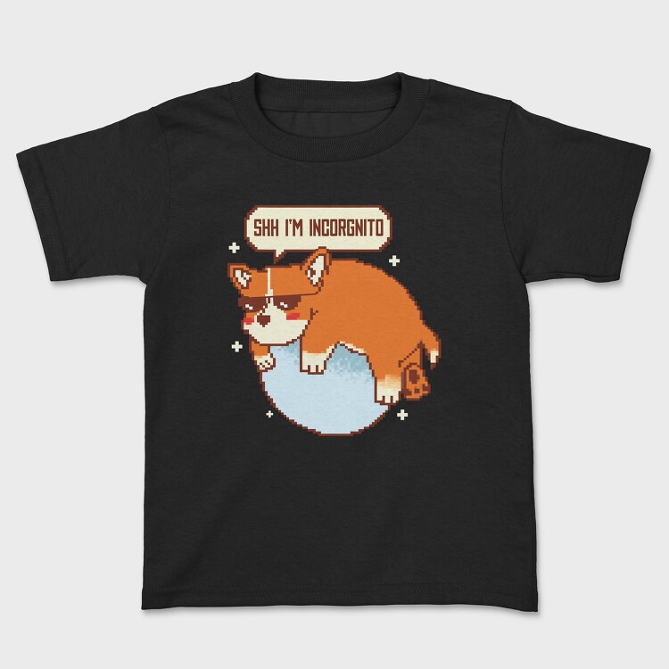 Corgi Dog Pixel, Tricou Copii