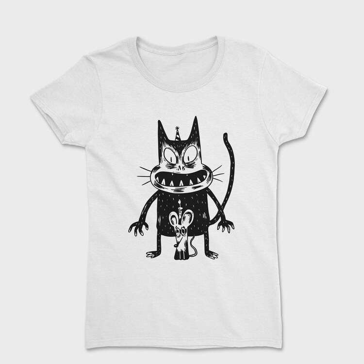 Tricou Femei, Creepy Cat Mouse