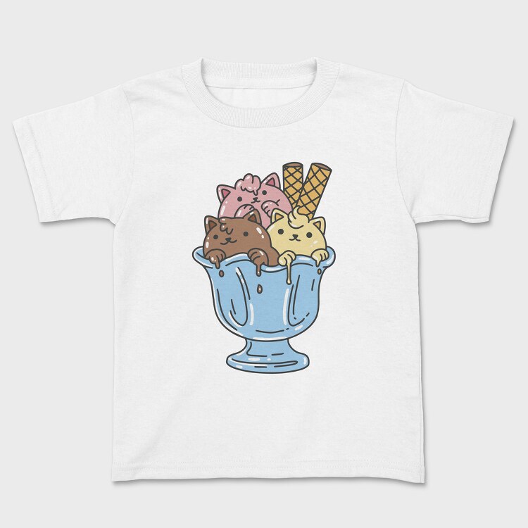 Tricou Copii, Cute Cats Ice Cream Bowl