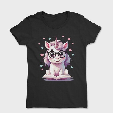 Cute Unicorn Reading, Tricou Femei