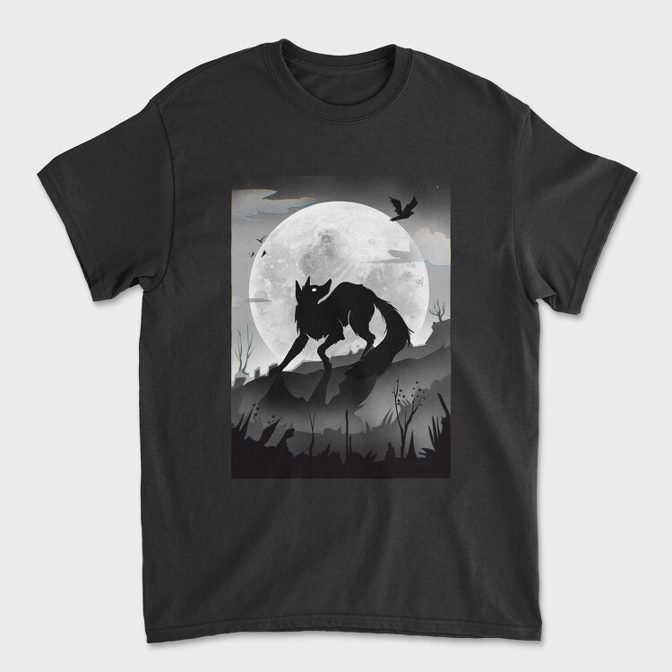 Dark Animals Wolf Silhouette, Tricou Barbati (Unisex)