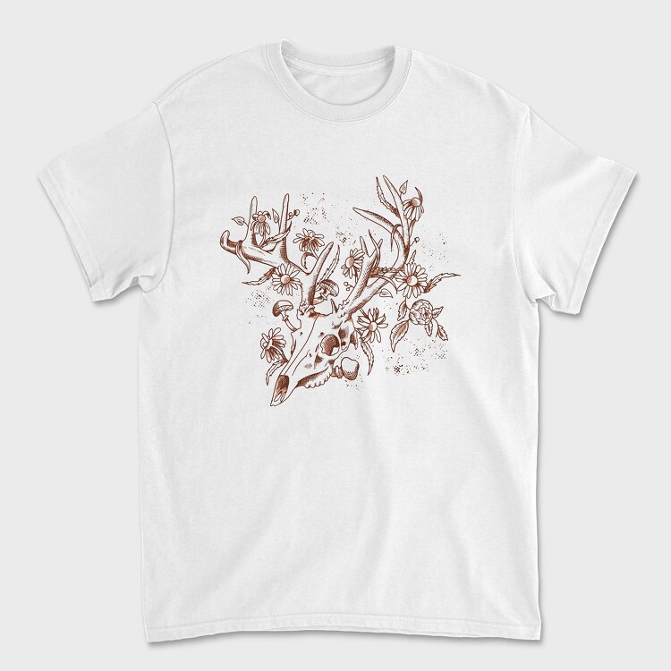 Deer Skull Flowers, Tricou Barbati (Unisex)