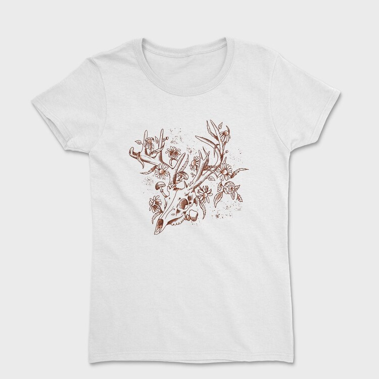 Deer Skull Flowers, Tricou Femei