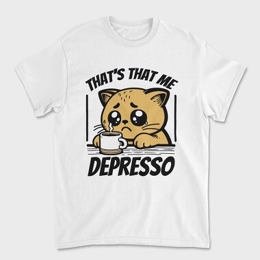 Depresso Cat, Tricou Barbati (Unisex)