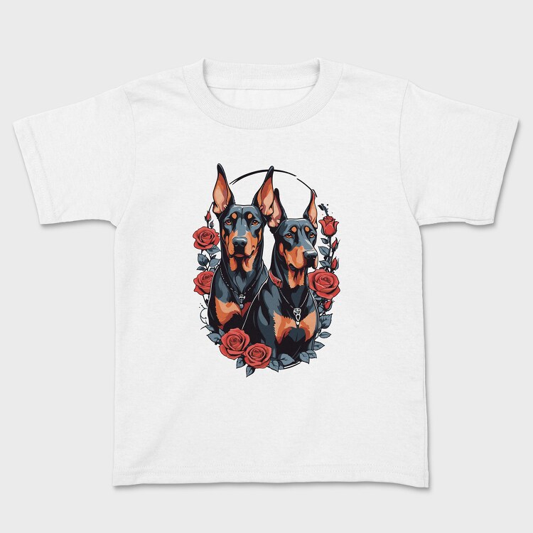 Tricou Copii, Doberman and Roses