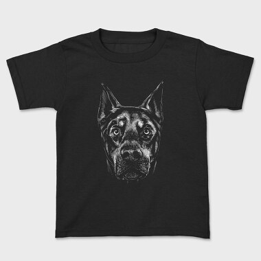 Doberman Dog Monochrome, Tricou Copii