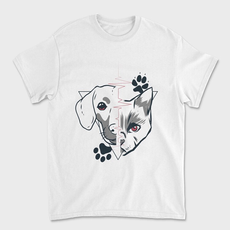 Dog and Cat Heartbeat, Tricou Barbati (Unisex)