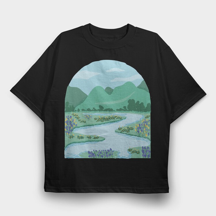 Flower Meadow, Tricou Oversize Barbati (Unisex)