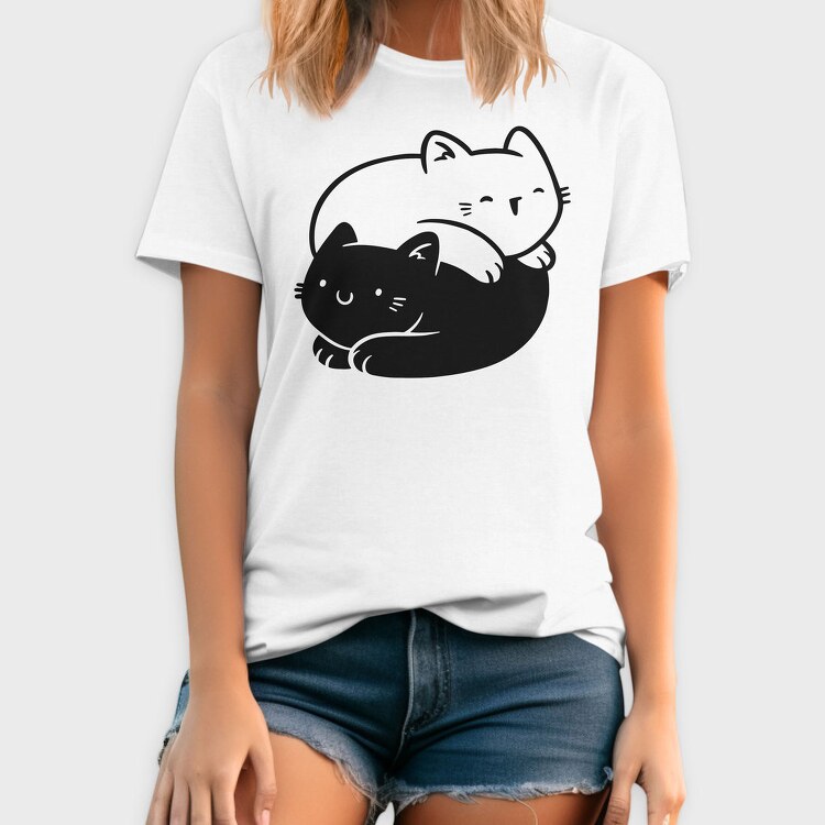 Yin Yang Cats Animals, Tricou Barbati (Unisex)