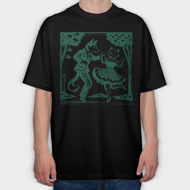 Dancing Foxes Tote, Tricou Oversize Barbati (Unisex)