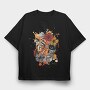Tiger And Skull Abstract 001, Tricou Oversize Barbati (Unisex)