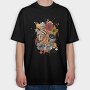 Tiger And Skull Abstract 001, Tricou Oversize Barbati (Unisex)