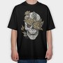 Flower Skull, Tricou Oversize Barbati (Unisex)